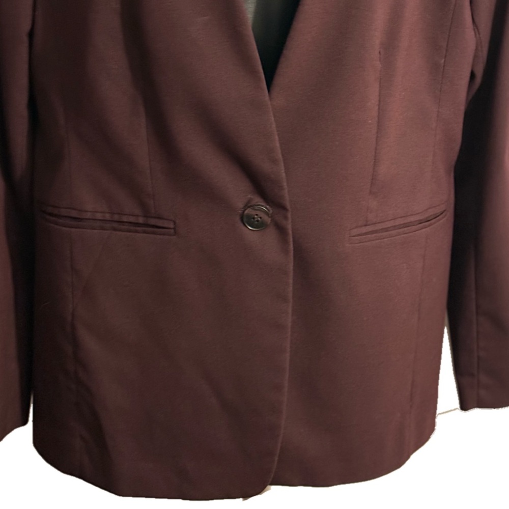Ann Taylor Burgundy One Button Blazer - Picture 4 of 9